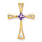 10k Yellow Gold 0.29 cttw Amethyst and Accent Diamond Cross Pendant