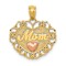 14K Two-tone Gold  Textured Mom in Heart Pendant