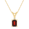 7x5mm Emerald Cut Garnet with Diamond Accent 14k Yellow Gold Pendant
With Chain