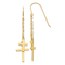 14k Yellow Gold Chain Cross Dangle Earrings