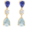 1.43ctw Pear Tanzanite and Aquamarine Rhodium Over Sterling Silver Earrings
