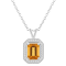 8x6mm Emerald Cut Citrine 1/7 ctw Diamond Rhodium Over Sterling Silver
Halo Pendant with Chain