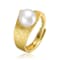 Freshwater Pearl Linear Adjustable Ring In 14K Gold Over Sterling Silver