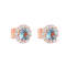 Aquamarine and CZ Round 18K Rose Gold Over Sterling Silver Button
Earrings, 1.47ctw