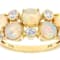 Multi-Color Opal And White Zircon Ring In 18K Gold Over Sterling Silver 1.21ctw