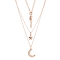 White Cubic Zirconia 18k Rose Gold Over Sterling Silver Moon and Star
Layered Necklace 0.36ctw