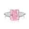 Radiant Cut Pink CZ and Baguette White Cubic Zirconia Sterling Silver Ring