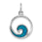 Rhodium Over Sterling Silver Polished Enameled Wave Pendant
