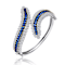 Sapphire Color CZ Station Bangle Bracelet In Sterling Silver