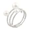 Cultured Freshwater Pearl and CZ Bypass Ring in Sterling Silver