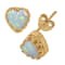 Lab Created Opal 14K Yellow Gold Over Sterling Silver Heart Earrings 1.00ctw