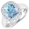 3.51ctw Blue Aquamarine and Diamond 14K White Gold Halo Ring