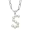 Rhodium Over Sterling Silver 3-5.5mm Freshwater Cultured Pearl LETTER S
18-inch Necklace