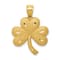 14K Yellow Gold Brushed Diamond-Cut Shamrock Pendant