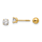 14K Yellow Gold Polished Reversible Cubic Zirconia and 4mm Ball Earrings
