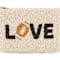 Shiraleah "LOVE" Glass Beaded Zip Pouch, Ivory Color