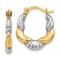 14K Yellow Gold and Rhodium Over 14K Yellow Gold 9/16" Scalloped
Hoop Earrings