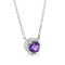 Dark Purple Amethyst with White Topaz Halo Rhodium Over Sterling Silver Necklace