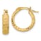 14k Yellow Gold Satin and Diamond-Cut 5/8" Criss Cross Hoop Earrings