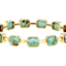 Bi-Color Turquoise Rectangular Cushion Bangle In 18K Gold Over Sterling Silver