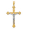 14k Yellow Gold and 14k White Gold Satin Textured Inri Crucifix Pendant