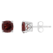 6mm Square Cushion Garnet Rhodium Over Sterling Silver Stud Earrings