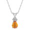 7x5mm Pear Shape Citrine with Diamond Accents 14k White Gold Pendant
With Chain