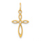 14k Yellow Gold Polished Small Ribbon Cross Pendant