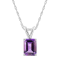 8x6mm Emerald Cut Amethyst 14k White Gold Pendant With Chain