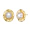 Pear Shape Pearl Hammered Stud Earrings In 14K Gold Over Sterling Silver