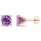 Amethyst and Diamond 10K Pink Gold Earrings 3.02ctw
