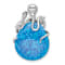 Rhodium Over Sterling Silver Blue Created Opal Octopus Chain Slide Pendant
