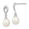 Rhodium Over Sterling Silver 7-8mm White Freshwater Cultured Pearl Post
Dangle Earrings
