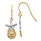 14K Two-tone Gold Textured Starfish with Sand Dollar Dangle Earrings