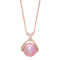 13-14mm Round Pink Freshwater Pearl with Diamond Accents 14K Rose Gold
Pendant with Chain