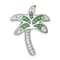 Rhodium Over Sterling Silver Polished Green Crystal Palm Tree Chain Slide