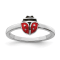Rhodium Over Sterling Silver Polished and Enameled Ladybug Children's Ring
