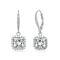 Square CZ Halo Drop Earrings In Sterling Silver