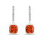 Peach Orange Lab Created Padparadscha Sapphire & Moissanite Rhodium
Over Silver Drop Earrings