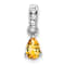 Rhodium Over 10k White Gold 0.5 cttw Pear Citrine and Accent Diamond Pendant