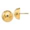 14k Yellow Gold 15mm Hammered Half Ball Stud Earrings