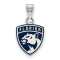Rhodium Over Sterling Silver NHL LogoArt Florida Panthers Small Enamel Pendant