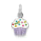 Rhodium Over Sterling Silver Multi-color Enameled Cupcake Children's Pendant
