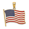 14k Yellow Gold with Enamel American Flag Pendant