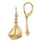 14k Yellow Gold 3D Polished Sailboat Dangle Earrings