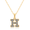 White Diamond Accent 10k Yellow Gold H Initial Pendant With 18” Rope Chain