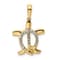 14k Two-tone Gold Diamond-Cut Turtle with Flower Pendant