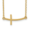 14K Yellow Gold Sideways Curved Textured Cross Necklace