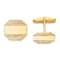 14k Yellow Gold Men's Rectangular Octagon With Line Design Cuff Links