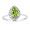 Pear Shape Peridot with Moissanite Accents Rhodium Over Sterling Silver Ring